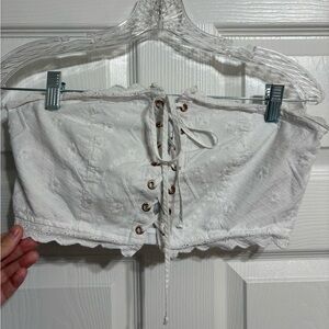 Forever 21 White Lace-Up Crop Top